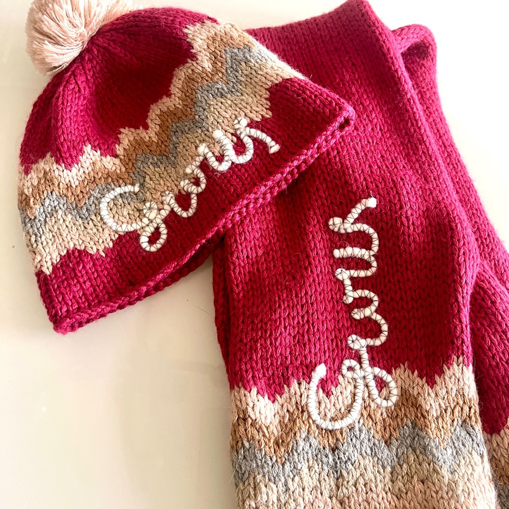 Italian alpaca and wool knit hat and scarf matching set